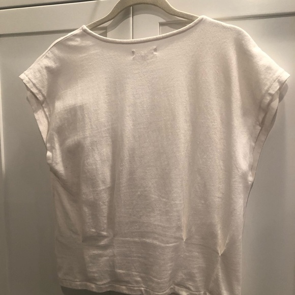 Madewell Tee - Structured V Neck Tee, Cream 
Sz Large Casual Neutral Versatile - Picture 3 of 8
